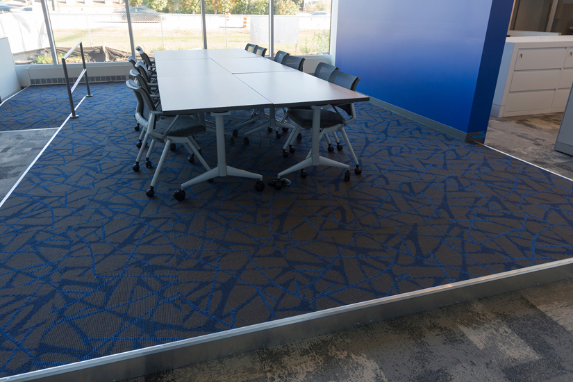 Conference table on top of access flooring