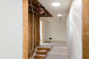 demolition photo of upstairs hallway