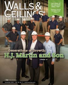 Walls and Ceilings November 2016 cover, H.J. Martin and Son