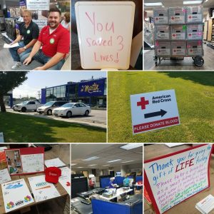 Showroom blood drive, employees donate, H.J. Martin and Son