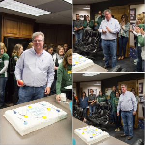 CEO and President, Edward Martin, celebrates his birthday at the office surrounded by employees, H.J. Martin and Son