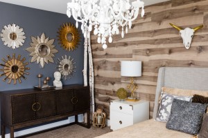 luxury vinyl plank accent bedroom wall