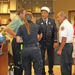 Thomas greets first responder at the Neenah location