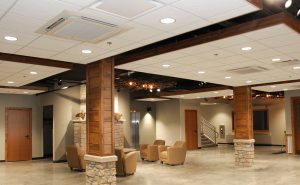 H.J. Martin and Son installed 10,000 SF of acoustical ceiling tile while meeting the challenge of ceiling clouds. H.J. Martin and Son