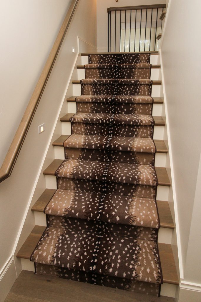 Brown spotted staircase runner carpet